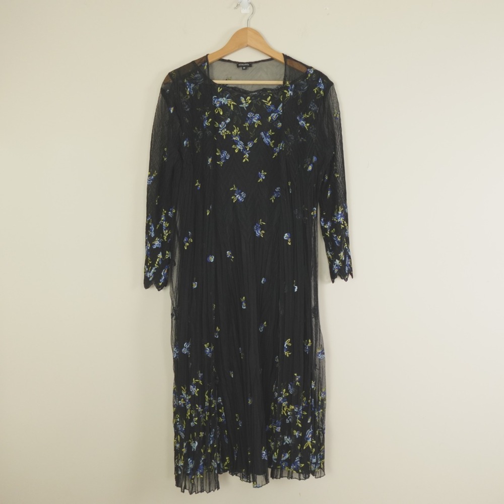 Komarov‎ Dress Set Floral Embroidered Mesh Duster